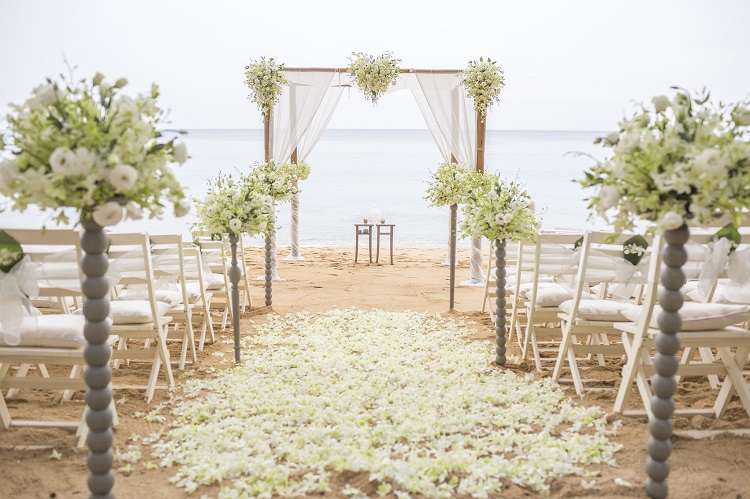 Wedding ceremony setup at Viva Wyndham Dominicus Beach in the Dominican Republic