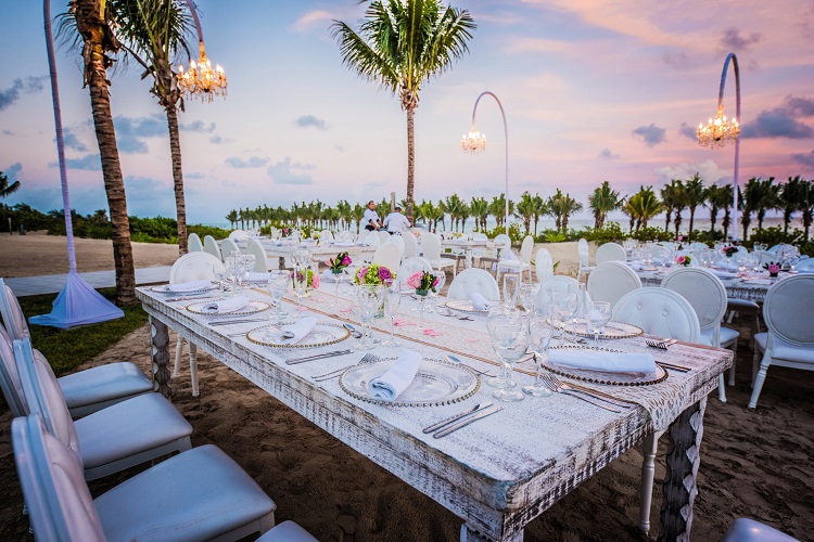 Wedding reception setup at Riu Palace Costa Mujeres in Mexico