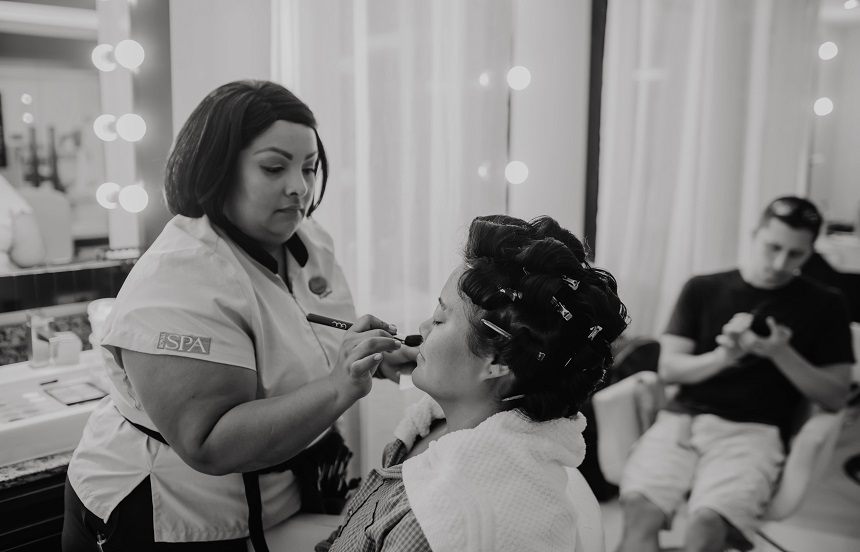 Bride getting ready