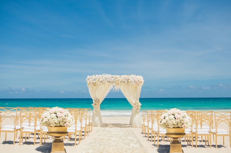 Beach wedding ceremony