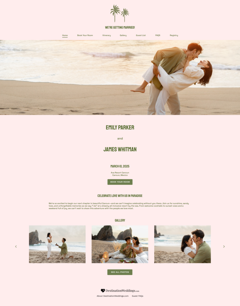 tropical wedding website