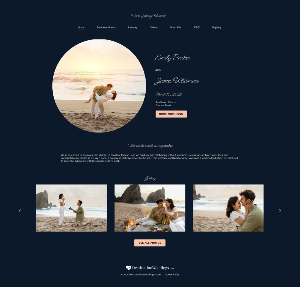 handwritten wedding website