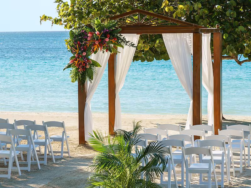 Couples Negril beach gazebo wedding venue