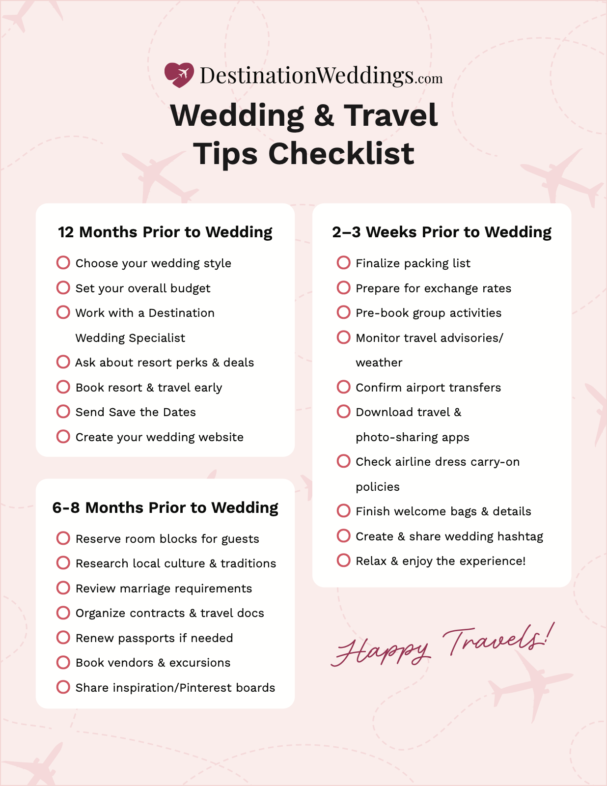 DestinationWeddings.com Wedding and Travel Tips Checklist