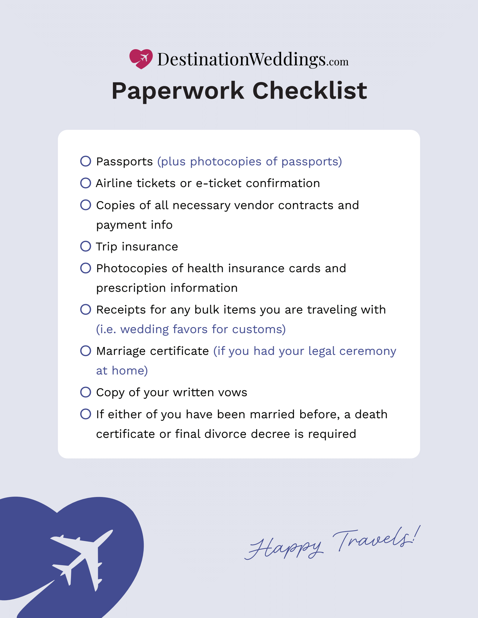The Ultimate Wedding Paperwork Checklist for Your Destination Wedding